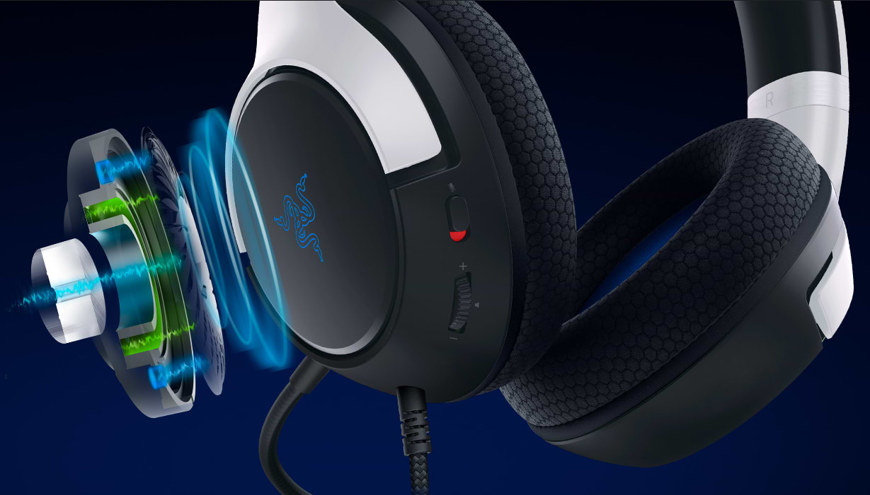 אוזניות Razer Kaira X For Playstation - צבע לבן שנתיים אחריות ע"י היבואן הרשמי