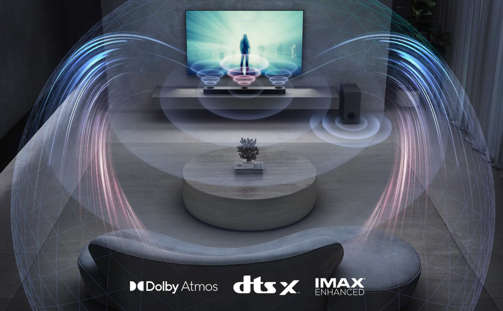 מקרן קול עם סאבוופר אלחוטי LG S80QY 3.1.3 480W Dolby Atmos DTS:X IMAX - צבע שחור שנה אחריות ע"י היבואן הרשמי