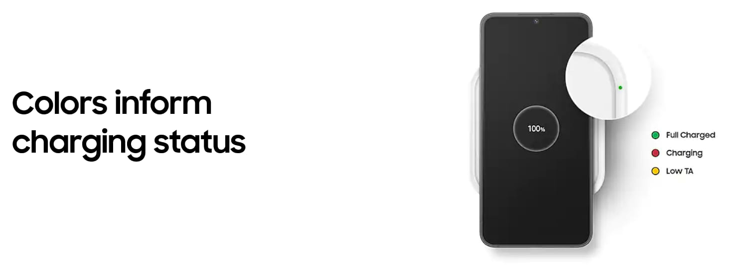 משטח טעינה אלחוטי Samsung 15W Wireless Charger - צבע לבן שנה אחריות ע"י היבואן הרשמי