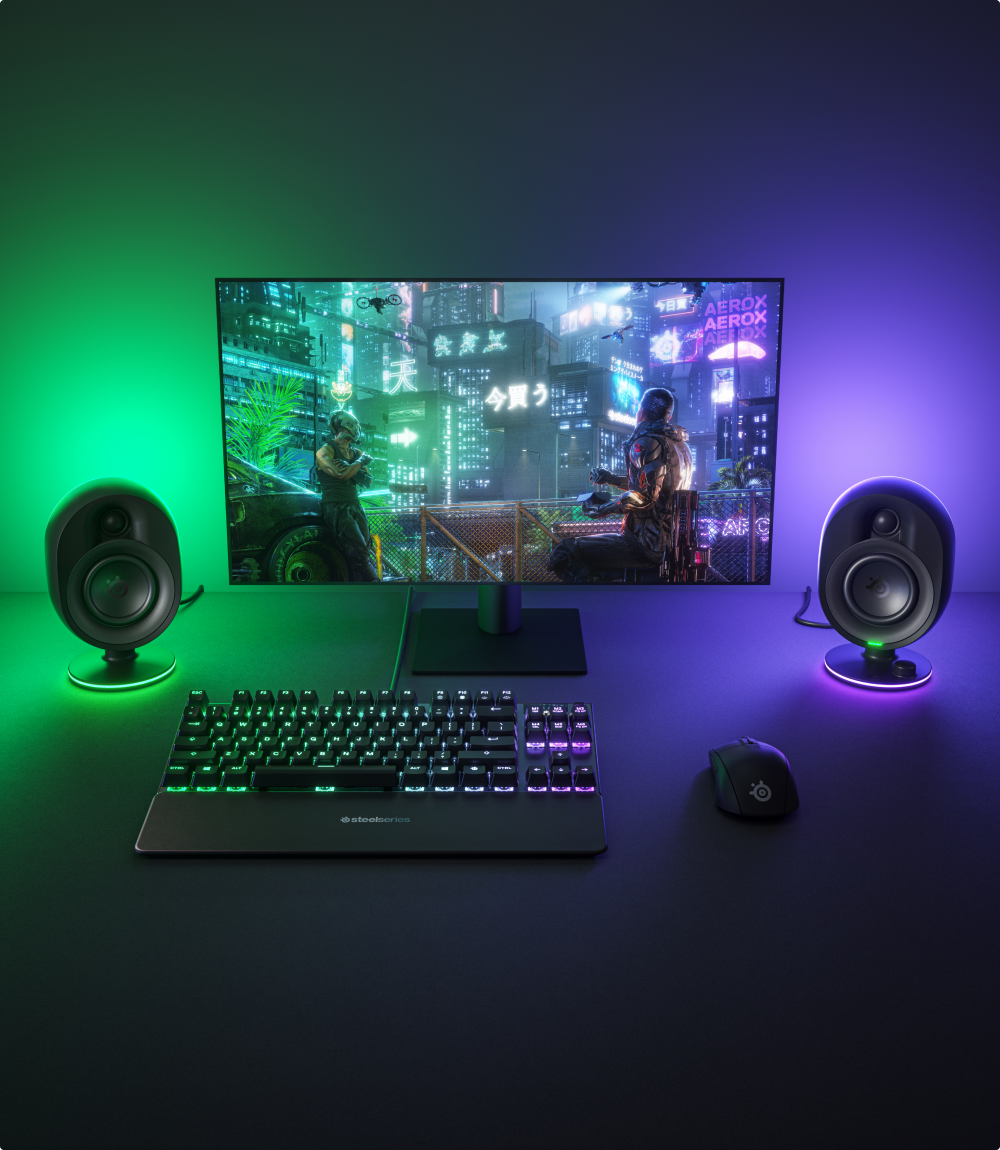 רמקולים למחשב SteelSeries Arena 7 RGB - צבע שחור שנתיים אחריות ע"י היבואן הרשמי
