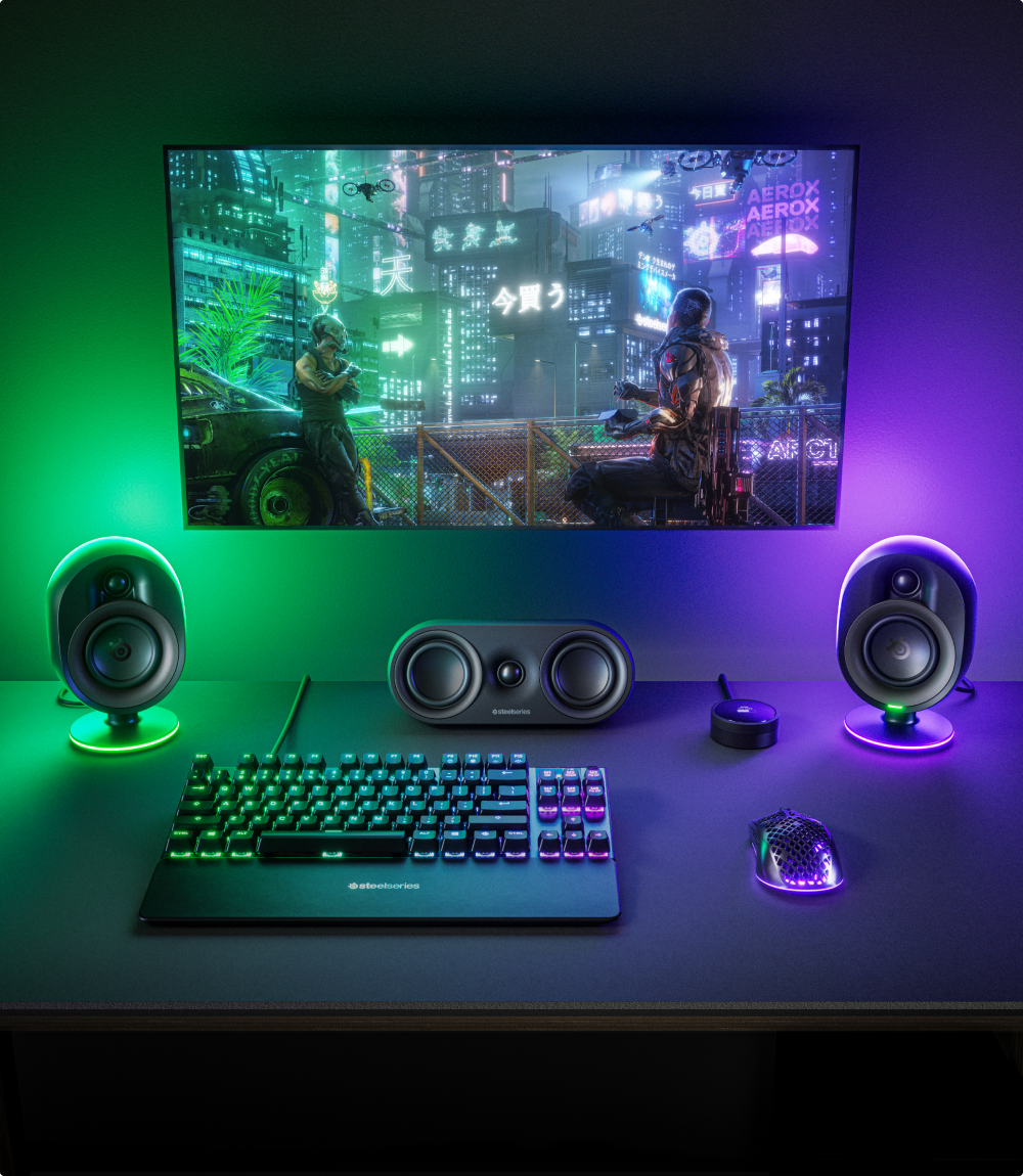 רמקולים למחשב SteelSeries Arena 9 5.1 RGB - צבע שחור שנתיים אחריות ע"י היבואן הרשמי