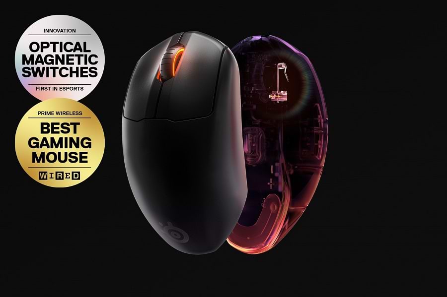 עכבר גיימינג אלחוטי SteelSeries Prime Wireless - צבע שחור שנתיים אחריות ע"י היבואן הרשמי