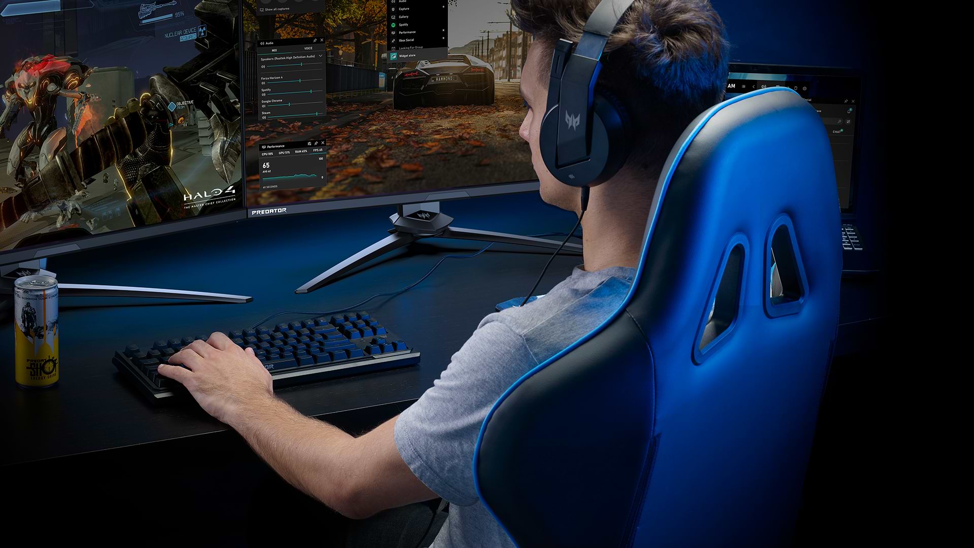 כיסא גיימינג Acer Predator Gaming Chair GP.G0Z11.001 - צבע שחור וכחול שנה אחריות ע"י היבואן הרשמי