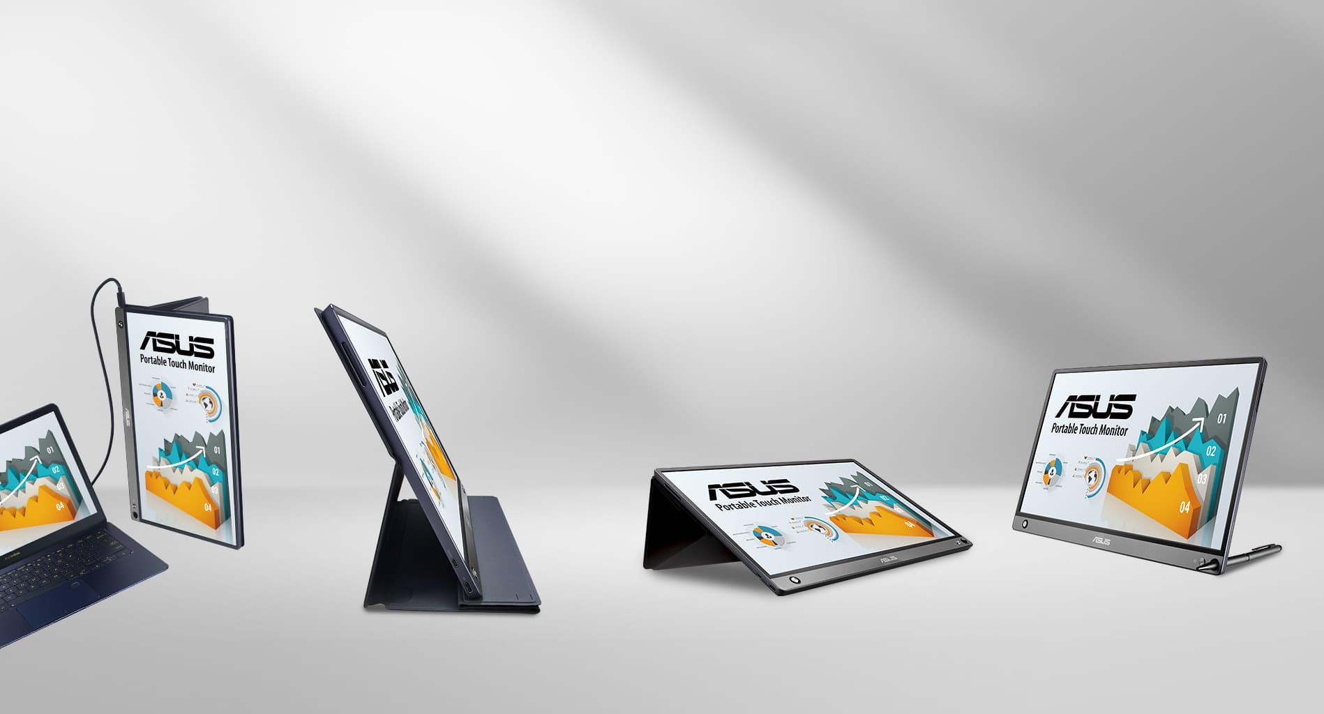 מסך מגע נייד 15.6'' Asus ZenScreen Touch MB16AMT FHD IPS USB Type-C - צבע אפור פחם שלוש שנות אחריות ע"י היבואן הרשמי