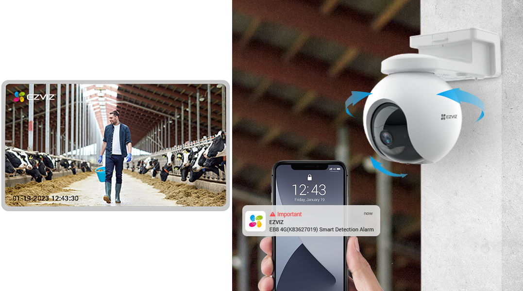 מצלמת אבטחה חיצונית סלולרית‎ עם ראיית לילה Ezviz EB8 4G 2K 3MP - צבע לבן שנה אחריות ע"י היבואן הרשמי