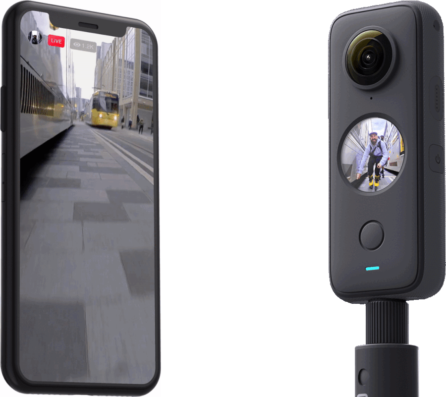מצלמת אקסטרים 360° Insta360 One X2 IPX8 - צבע שחור שנה אחריות ע"י היבואן הרשמי