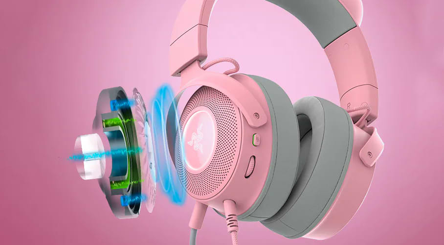 אוזניות גיימינג חוטיות Razer Kraken Kitty V2 Pro RGB - צבע ורוד שנתיים אחריות ע"י היבואן הרשמי