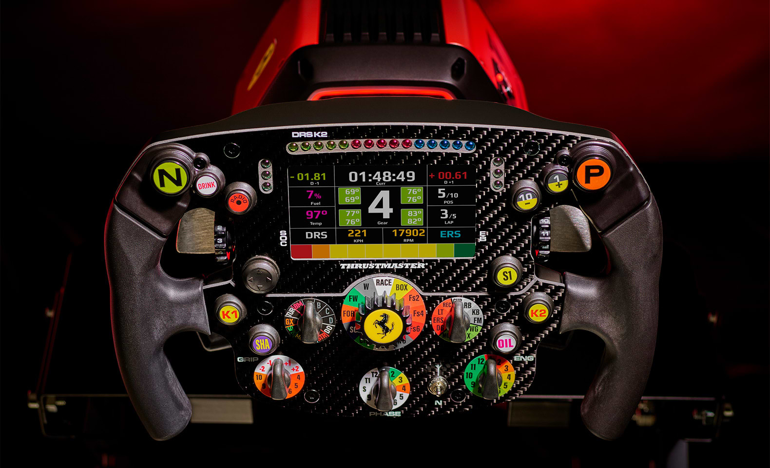 סימולטור Thrustmaster T818 Ferrari SF1000 למחשב - צבע שחור ואדום שנה אחריות ע"י היבואן הרשמי
