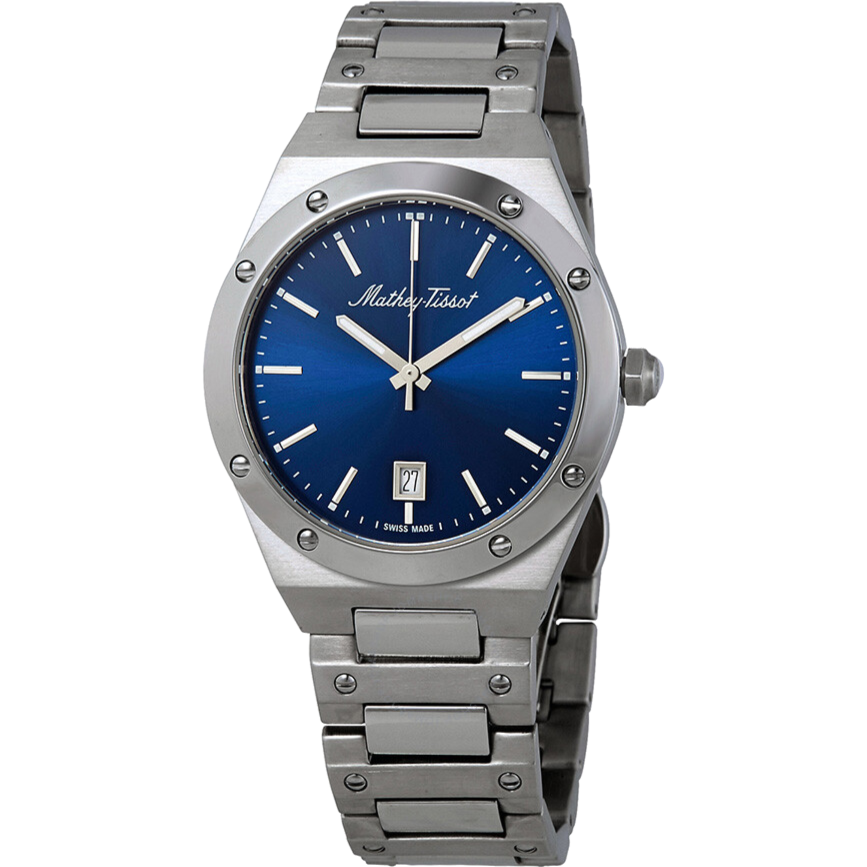 שעון יד לגבר Mathey Tissot H680ABU 41mm צבע כסף/כחול/זכוכית ספיר - אחריות לשנה ע"י היבואן