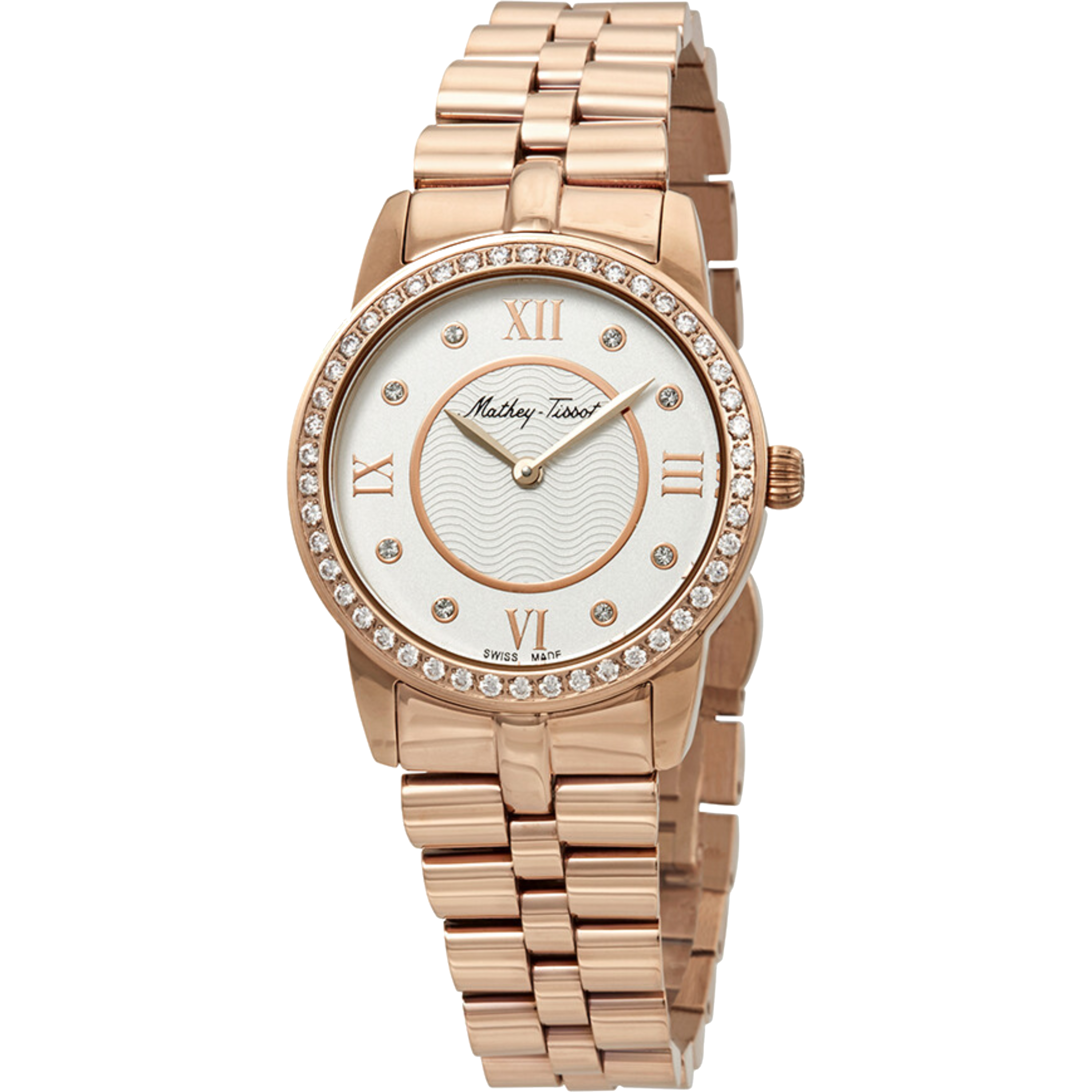 שעון יד לאישה Mathey Tissot D1086PQI 32mm צבע רוז גולד/משובץ - אחריות לשנה ע"י היבואן