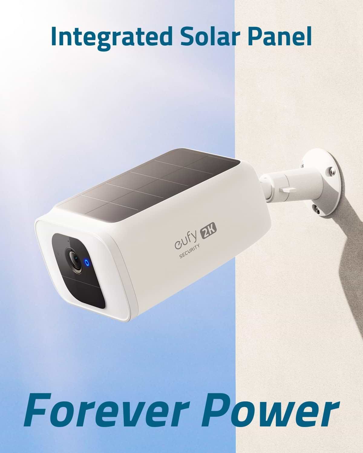 מצלמה חכמה סולארית   Eufy Security Spotlight 2K Solar Cam S40 - צבע לבן שנה אחריות ע"י היבואן הרשמי