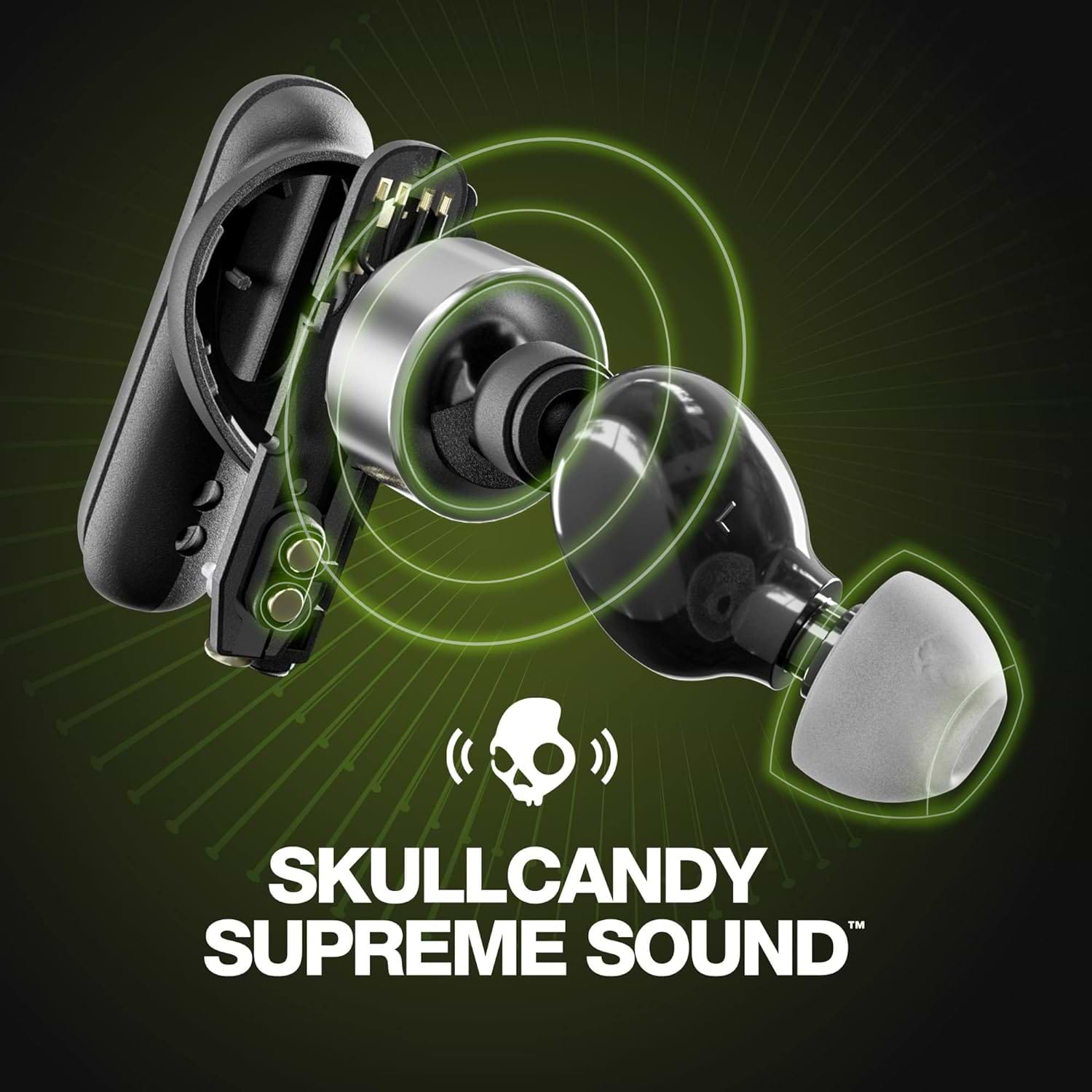 אוזניות אלחוטיות Skullcandy Smokin - צבע שחור שנה אחריות ע"י היבואן הרשמי