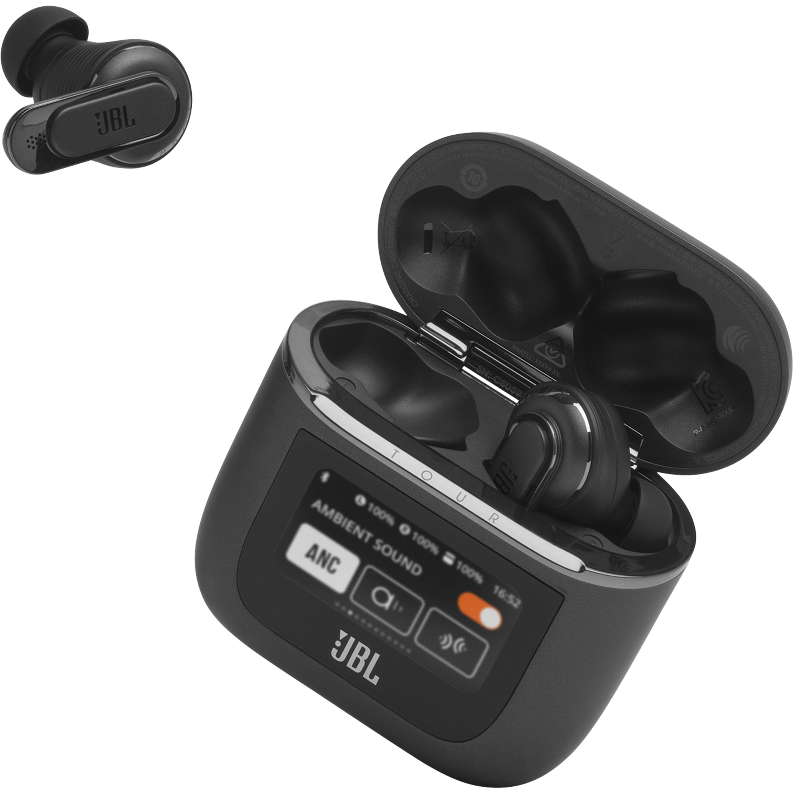 אוזניות אלחוטיות עם כיסוי חכם JBL Tour Pro 2 TWS ANC IPX5 - צבע שחור שנה אחריות ע