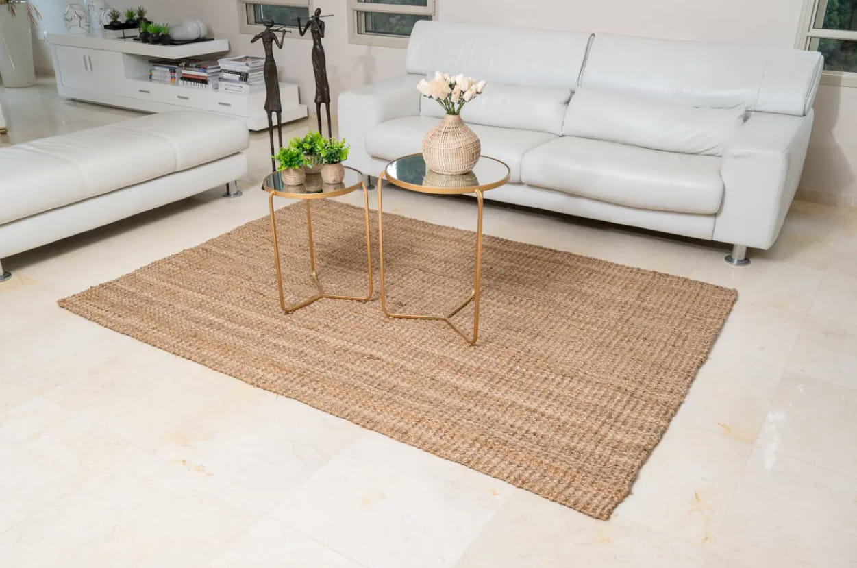 שטיח יוטה בוקלה טבעי ללא פרנזים מידות 160/230 ס''מ BuyCarpet