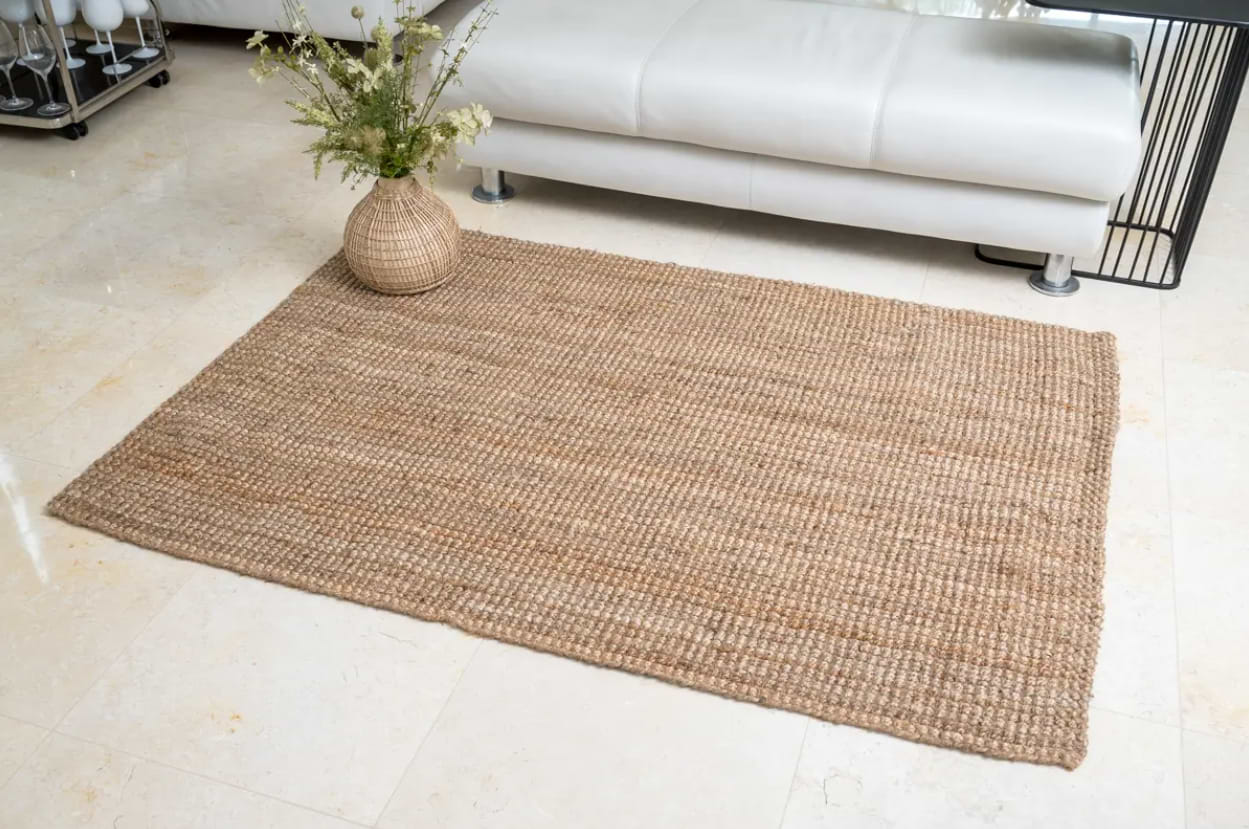 שטיח יוטה בוקלה טבעי ללא פרנזים מידות 120/170 ס''מ BuyCarpet