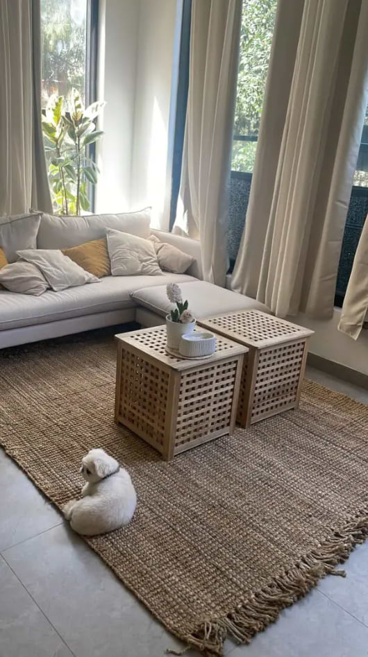שטיח יוטה בוקלה טבעי עם פרנזים מידות 200/290 ס''מ BuyCarpet
