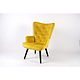 כורסא מעוצבת כרמל עם שלדת עץ מלא בד קטיפה קל לניקוי צבע צהוב LEONARDO