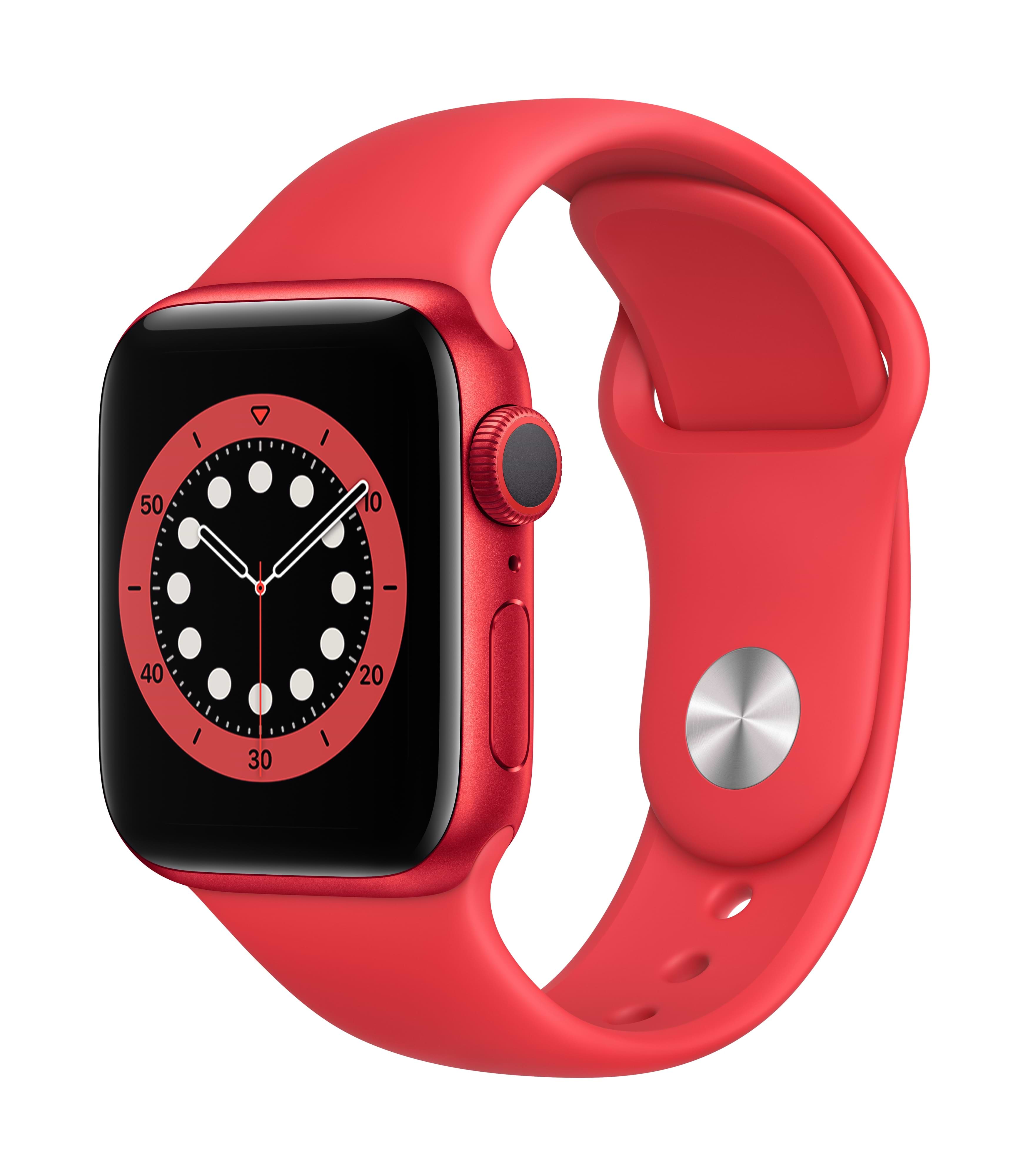 שעון חכם בצבע אדום Apple Watch Series 6 GPS 44mm  Aluminium Case Sport Band - שנה אחריות ע