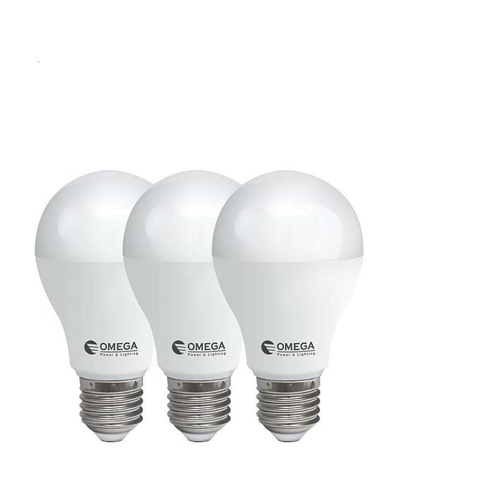 מארז שלישיה אור לבן אור יום לד דגם OMEGA E27 A60 15W