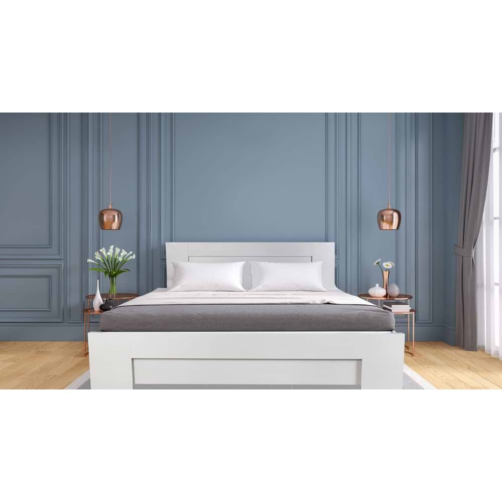 מיטה מעוצבת מלמין יצוק 140X190 דגם 7025 צבע לבן + מזרן קפיצים מתנה Olympia 
