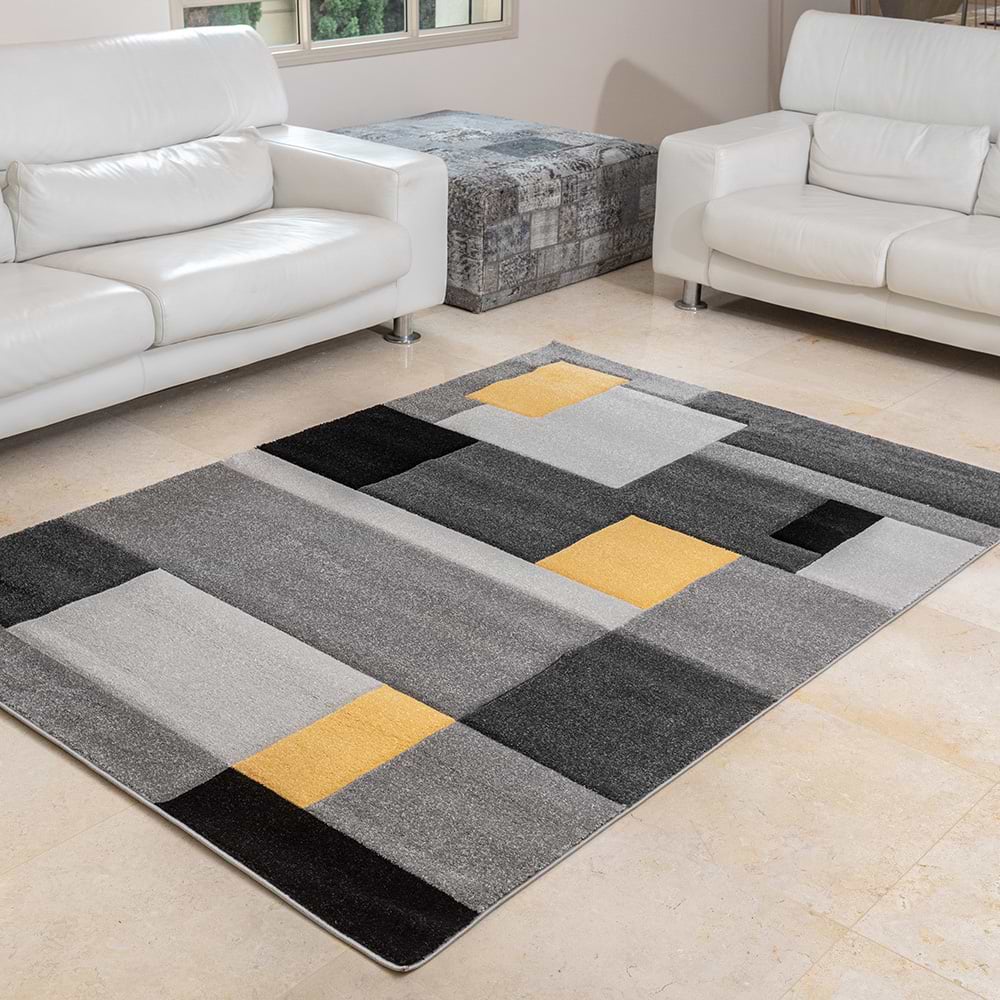שטיח פיקסו דה וינצי 6979/47 ריבועים צהוב 160/230 ס''מ BuyCarpet