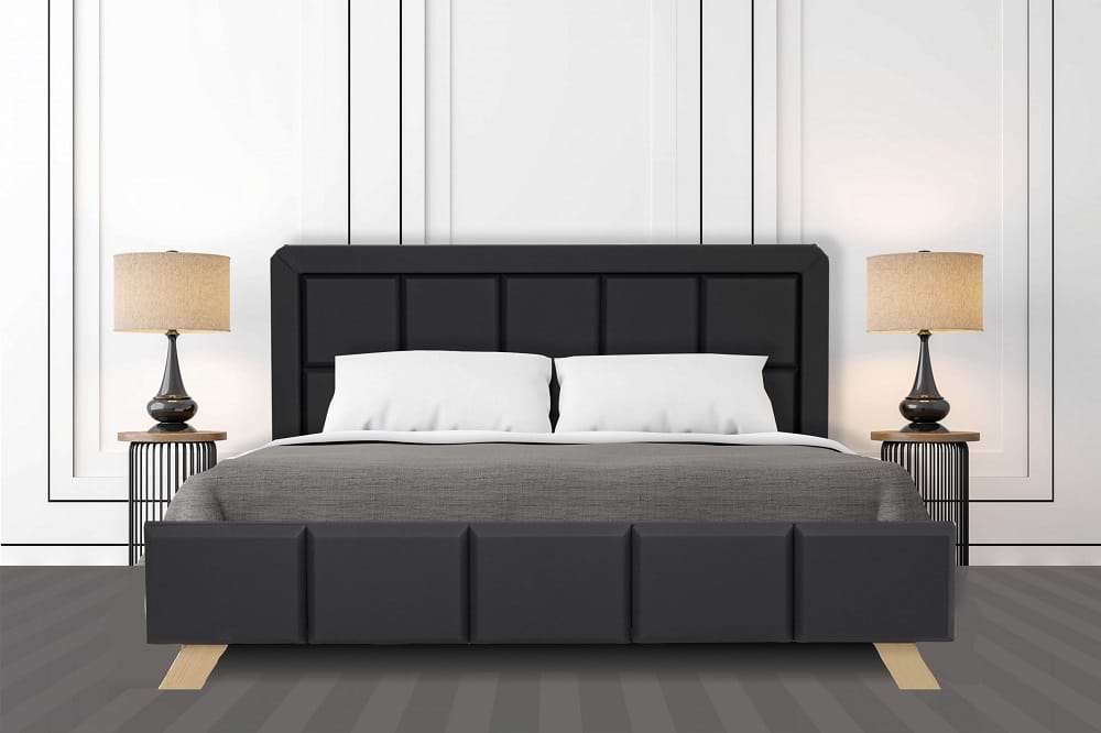 מיטה מעוצבת מדמוי עור 160X200 דגם 6024 צבע אפור + מזרן קפיצים מתנה Olympia 