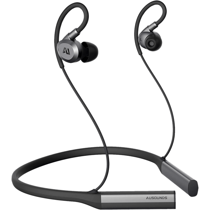 אוזניות אלחוטיות היברידיות Ausounds AU-Flex ANC Hybrid Bluetooth 5.0 LDAC IPX5 - צבע שחור וכסוף שנה אחריות עי יבואן הרשמי