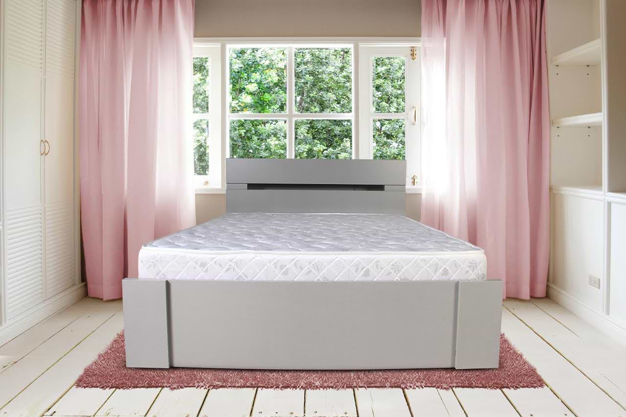 מיטה מעוצבת מלמין יצוק  140X190 דגם 7001 צבע אפור + מזרן קפיצים מתנה Olympia 