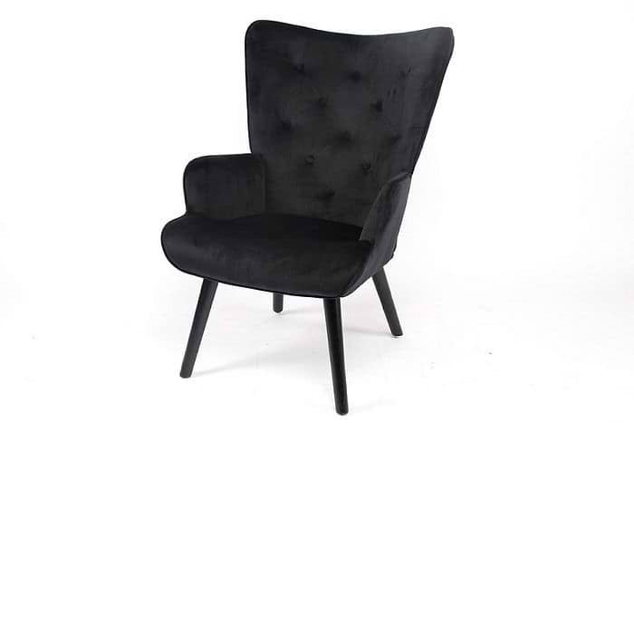 כורסא מעוצבת כרמל עם שלדת עץ מלא בד קטיפה קל לניקוי צבע שחור LEONARDO
