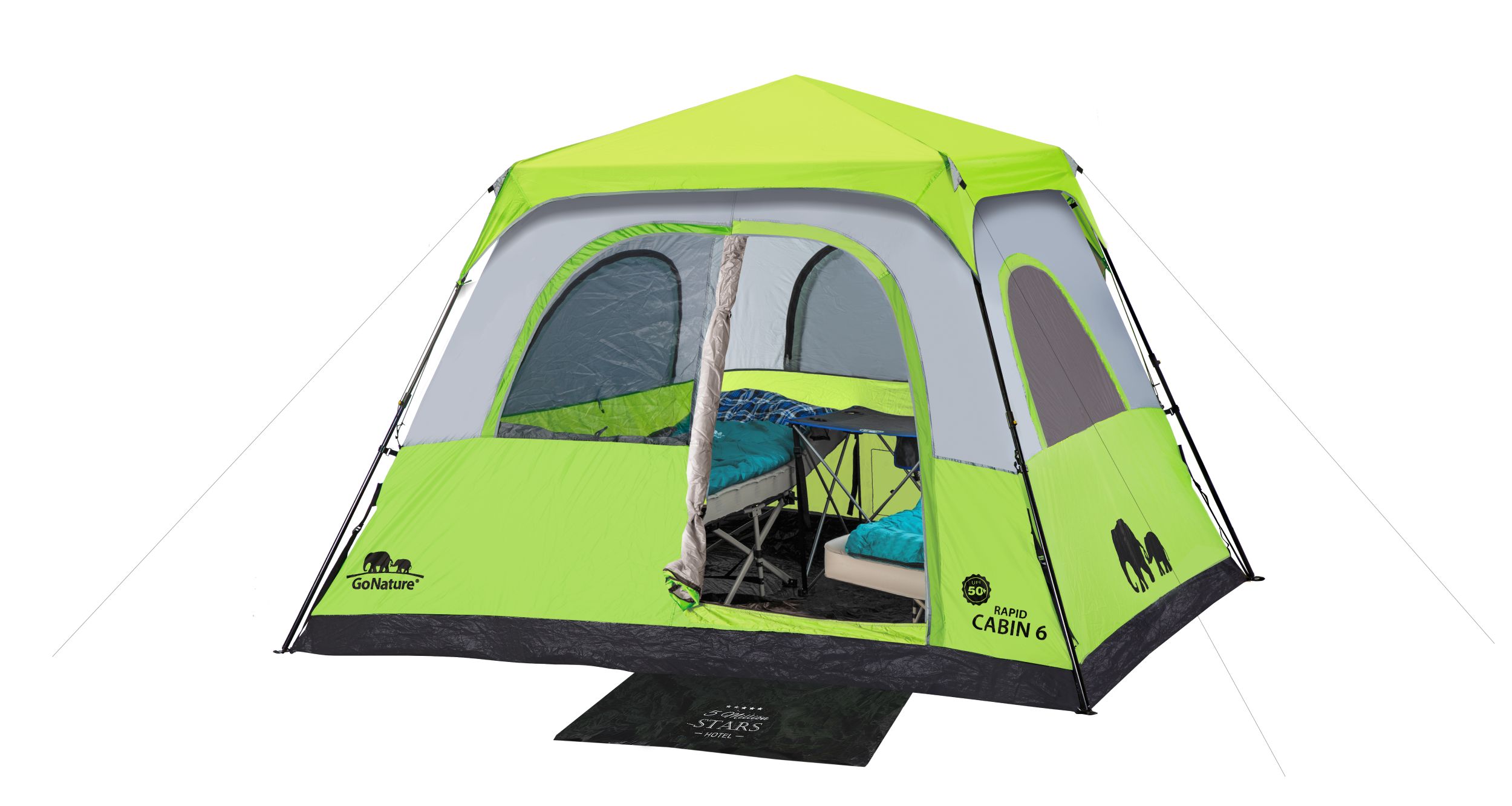  אוהל קמפינג ל-6 GO NATURE דגם RAPID CABIN UPF50 