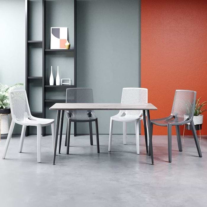 פינת אוכל בעיצוב מודרני דגם שוויץ כולל 4 כיסאות צבע שחור PANDA STYLE