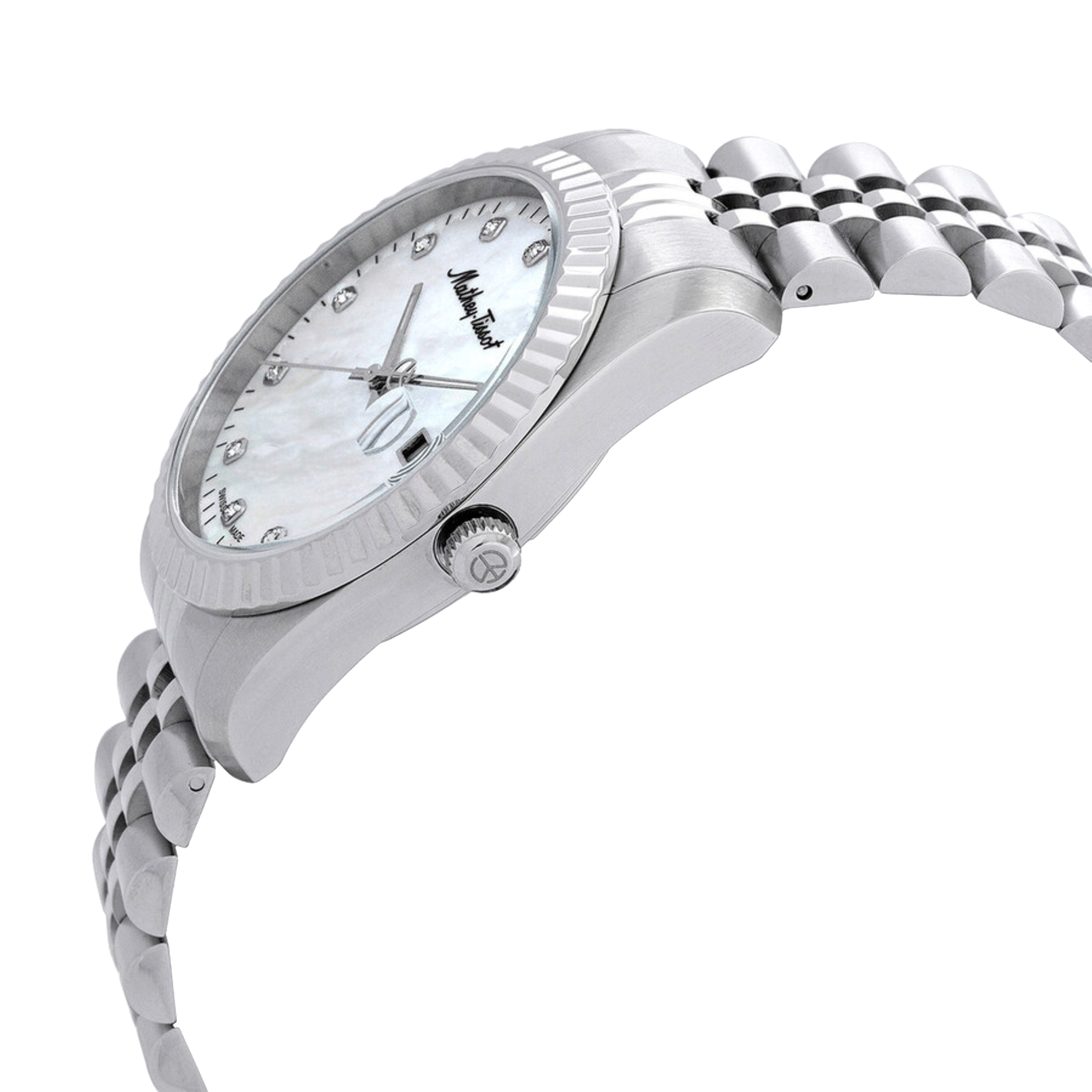שעון יד לגבר Mathey Tissot H710AI 40mm צבע כסף/ספרות זרקונים/תאריך - אחריות לשנתיים