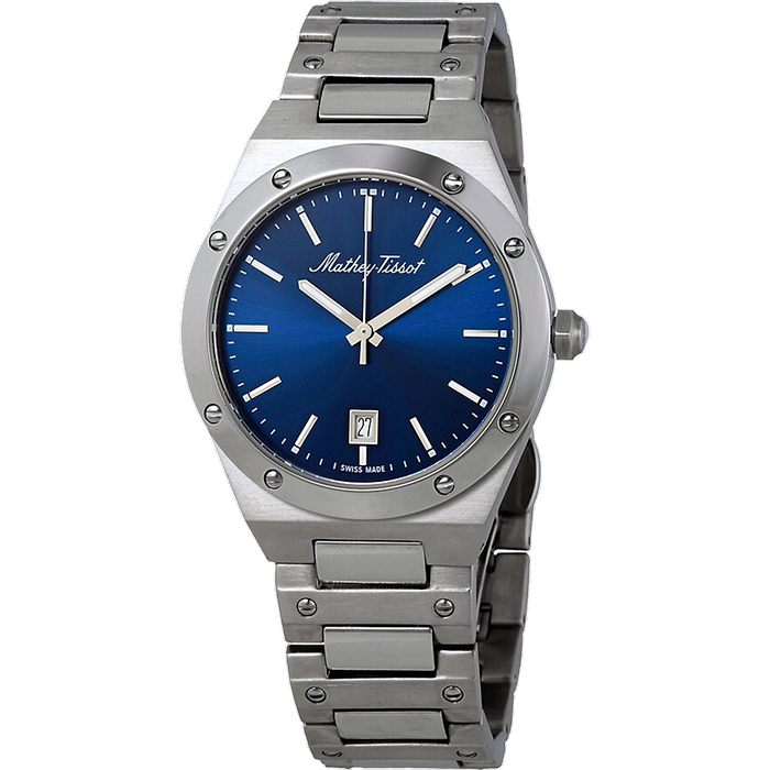 שעון יד לגבר Mathey Tissot H680ABU 41mm צבע כסף/כחול/זכוכית ספיר - אחריות לשנה עי היבואן