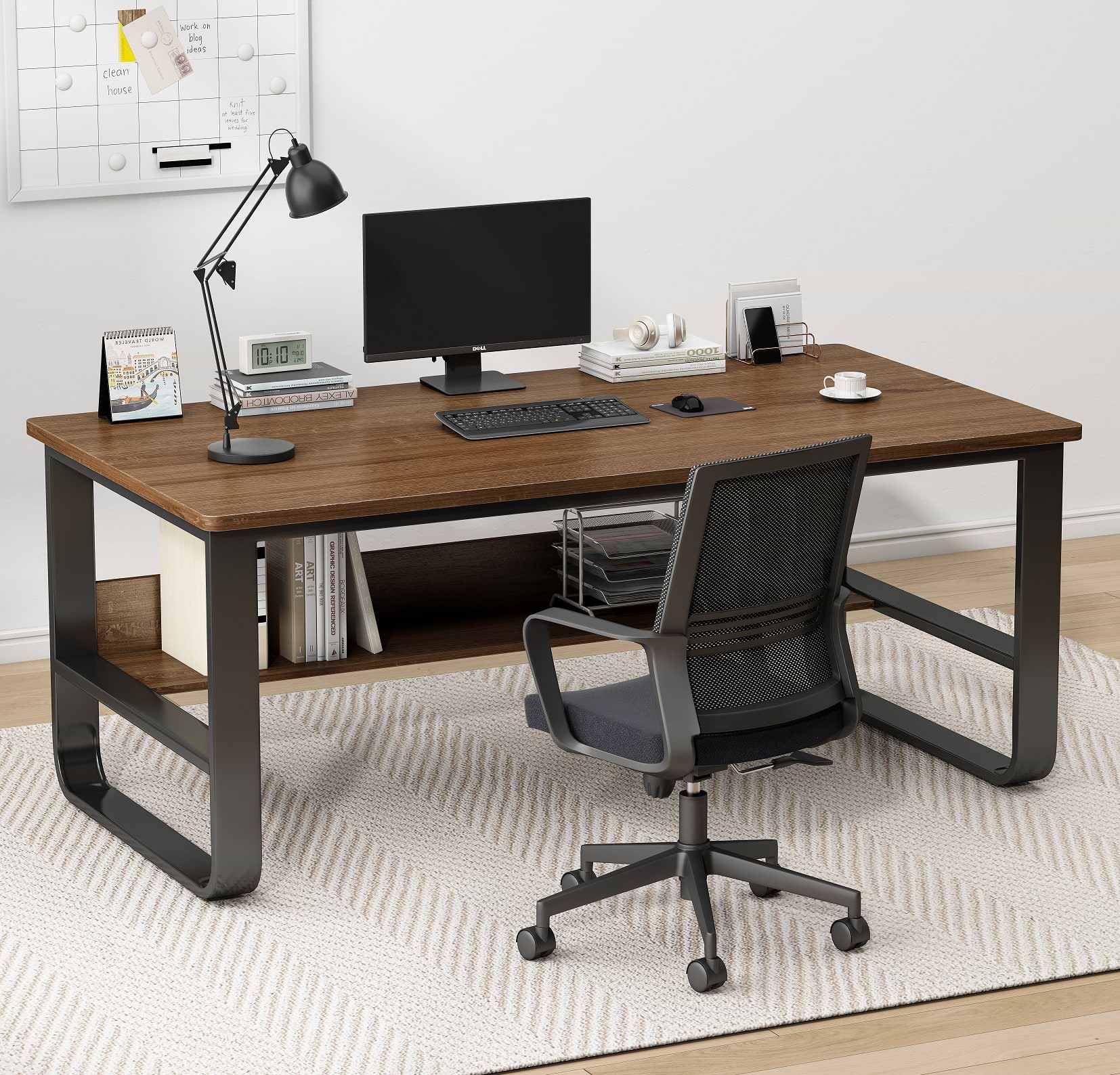 שולחן מחשב רוחב 140 ס''מ דגם TORONTO צבע עץ בשילוב שחור My office