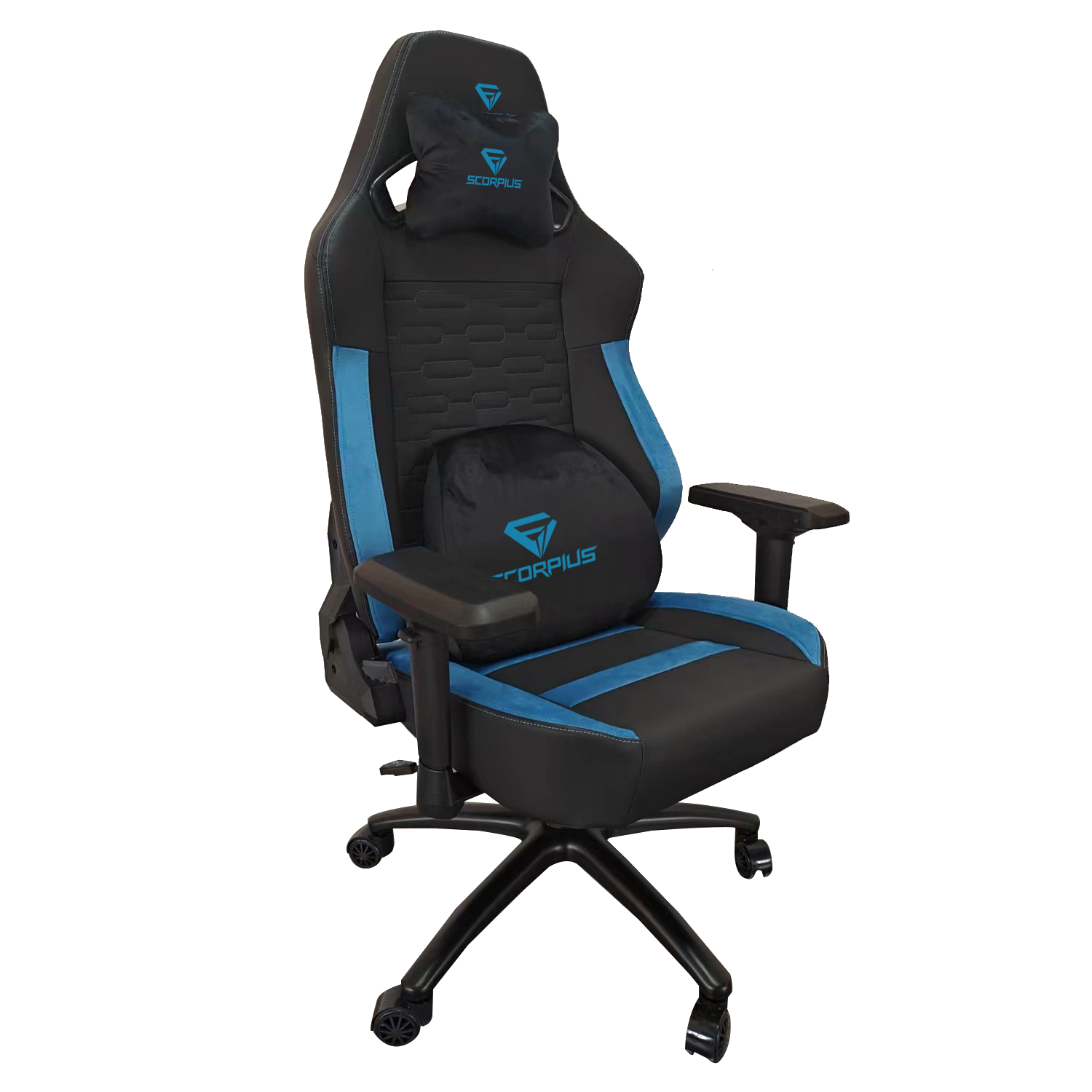 כיסא גיימינג Scorpius Professional - צבע שחור כחול שנה אחריות ע
