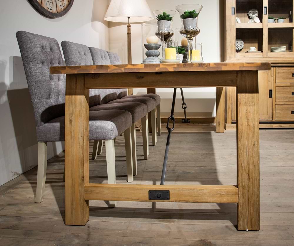 שולחן אוכל בסגנון כפרי מעץ מלא באורך 2.20 מטר מקולקציית בורדו Woodnet  Country Chic