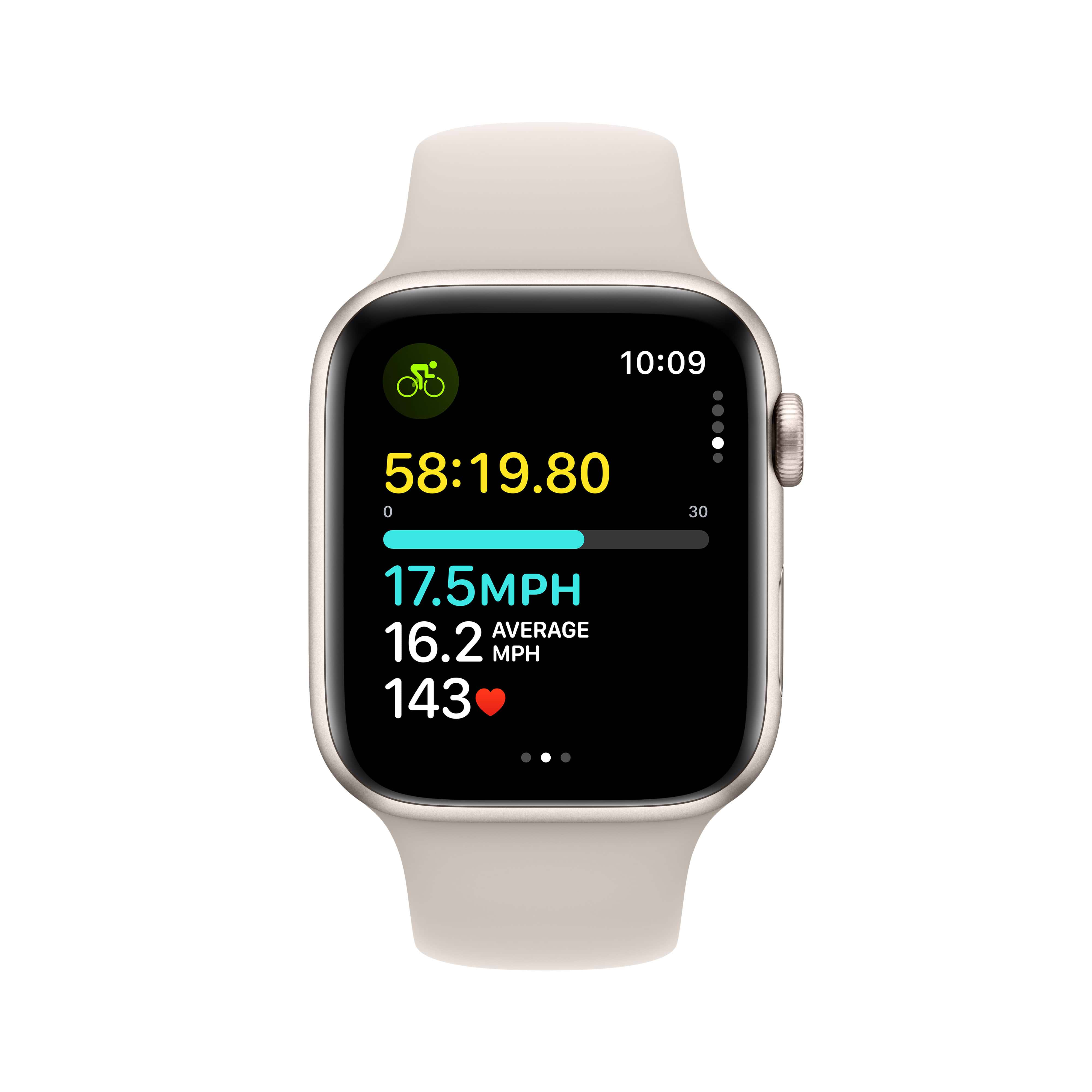 שעון חכם Apple Watch SE (2023) GPS 44mm Starlight Aluminium Case with Starlight Sport Band - S/M - צבע אור כוכבים שנה אחריות ע
