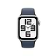 שעון חכם - Apple Watch SE (2023) GPS + Cellular 40mm Silver Aluminium Case with Storm Blue Sport Band - M/L - צבע כסוף שנה אחריות ע