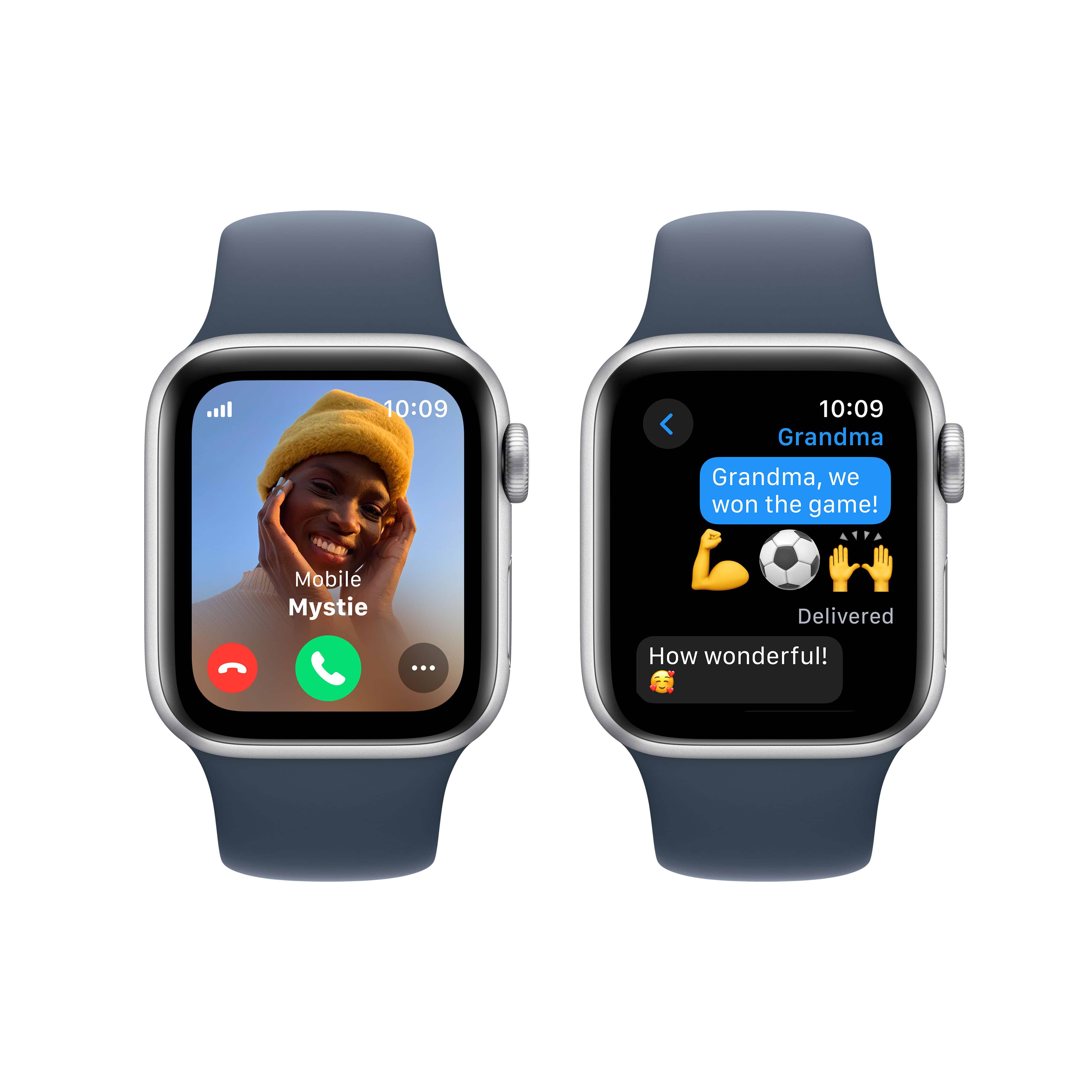 שעון חכם - Apple Watch SE (2023) GPS + Cellular 40mm Silver Aluminium Case with Storm Blue Sport Band - S/M - צבע כסוף שנה אחריות ע
