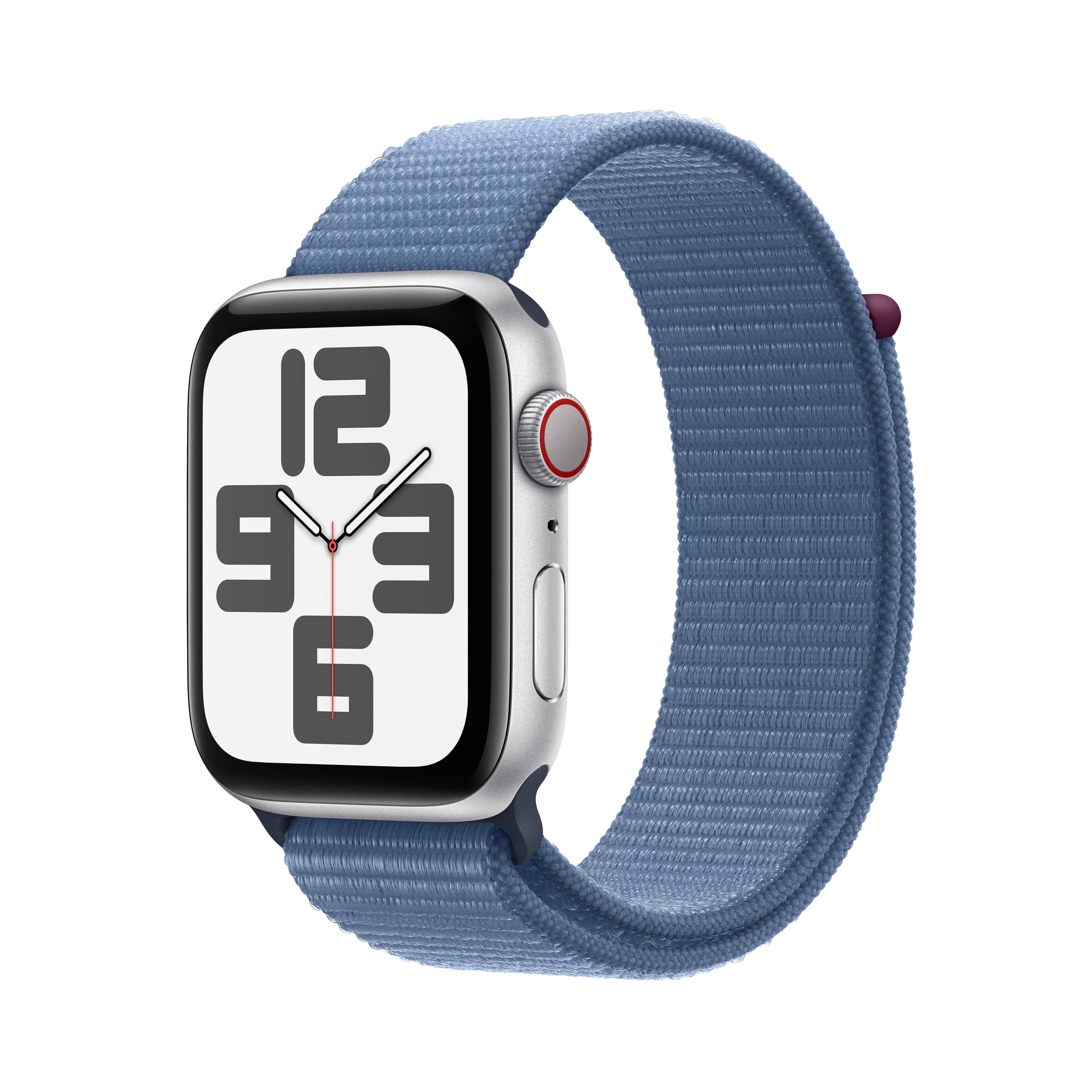 שעון חכם - Apple Watch SE (2023) GPS + Cellular 44mm Silver Aluminium Case with Winter Blue Sport Loop - צבע כסוף שנה אחריות ע