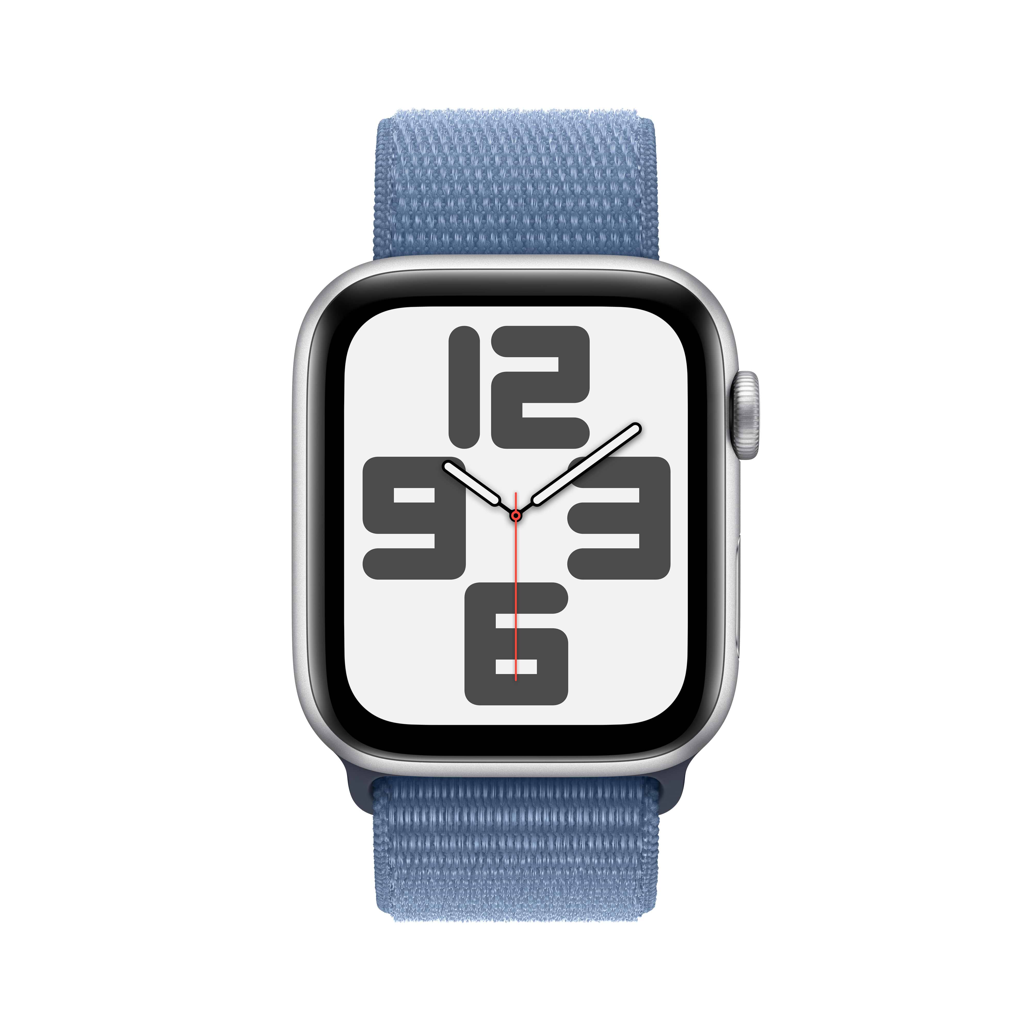שעון חכם - Apple Watch SE (2023) GPS + Cellular 44mm Silver Aluminium Case with Winter Blue Sport Loop - צבע כסוף שנה אחריות ע