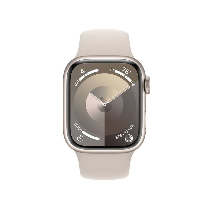 שעון חכם Apple Watch Series 9 GPS 41mm Starlight Aluminium Case with Starlight Sport Band S/M  - צבע אור כוכבים שנה אחריות עי היבואן הרשמי