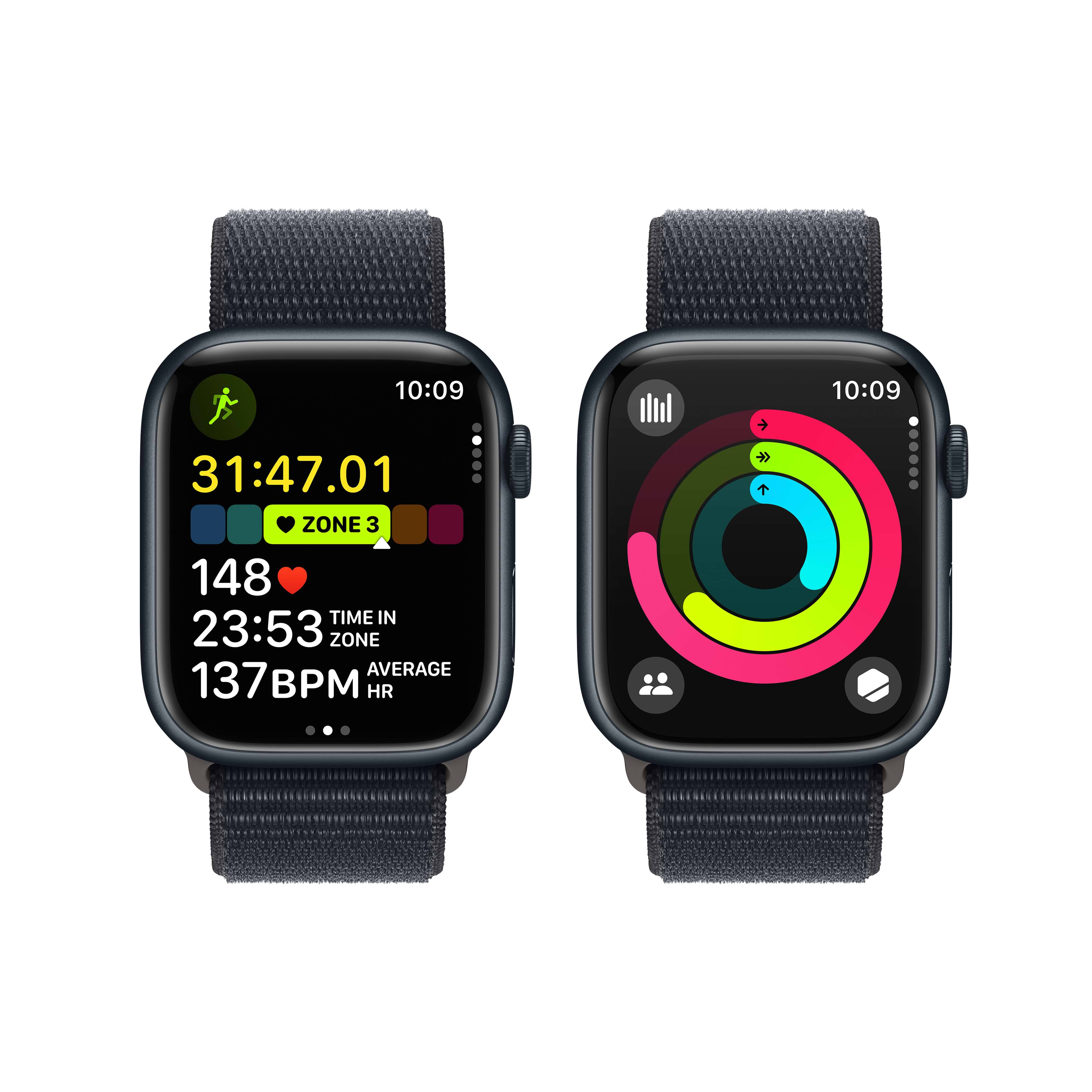 שעון חכם Apple Watch Series 9 GPS 45mm Midnight Aluminium Case with Midnight Sport Loop  - צבע שחור חצות שנה אחריות ע