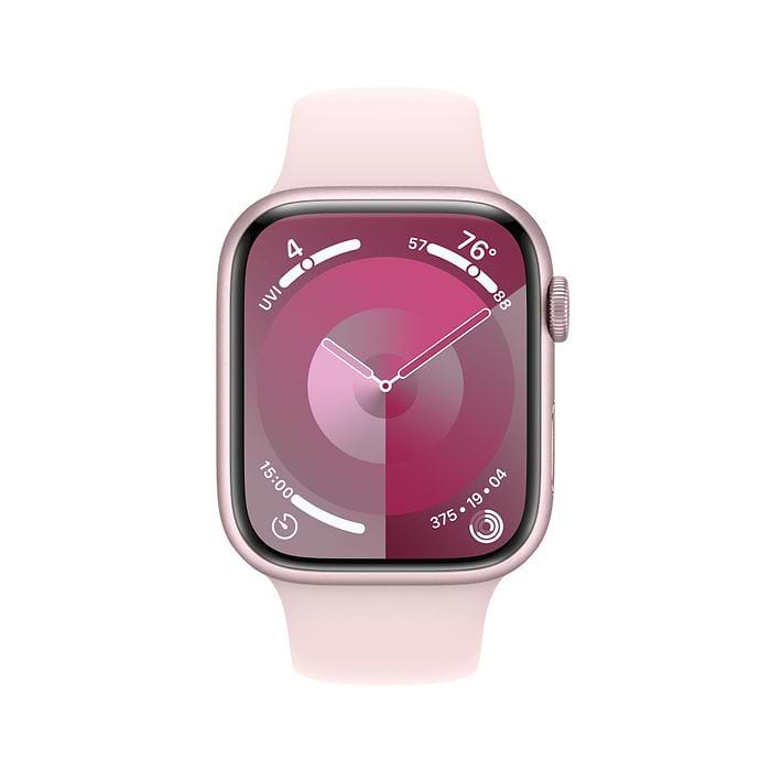 שעון חכם - Apple Watch Series 9 GPS 45mm Pink Aluminium Case with Light Pink Sport Band - S/M - צבע ורוד שנה אחריות עי היבואן הרשמי