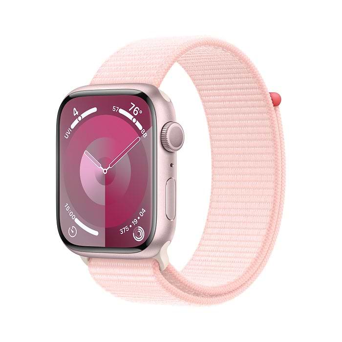 שעון חכם Apple Watch Series 9 GPS 45mm Pink Aluminium Case with Light Pink Sport Loop - צבע ורוד שנה אחריות עי היבואן הרשמי
