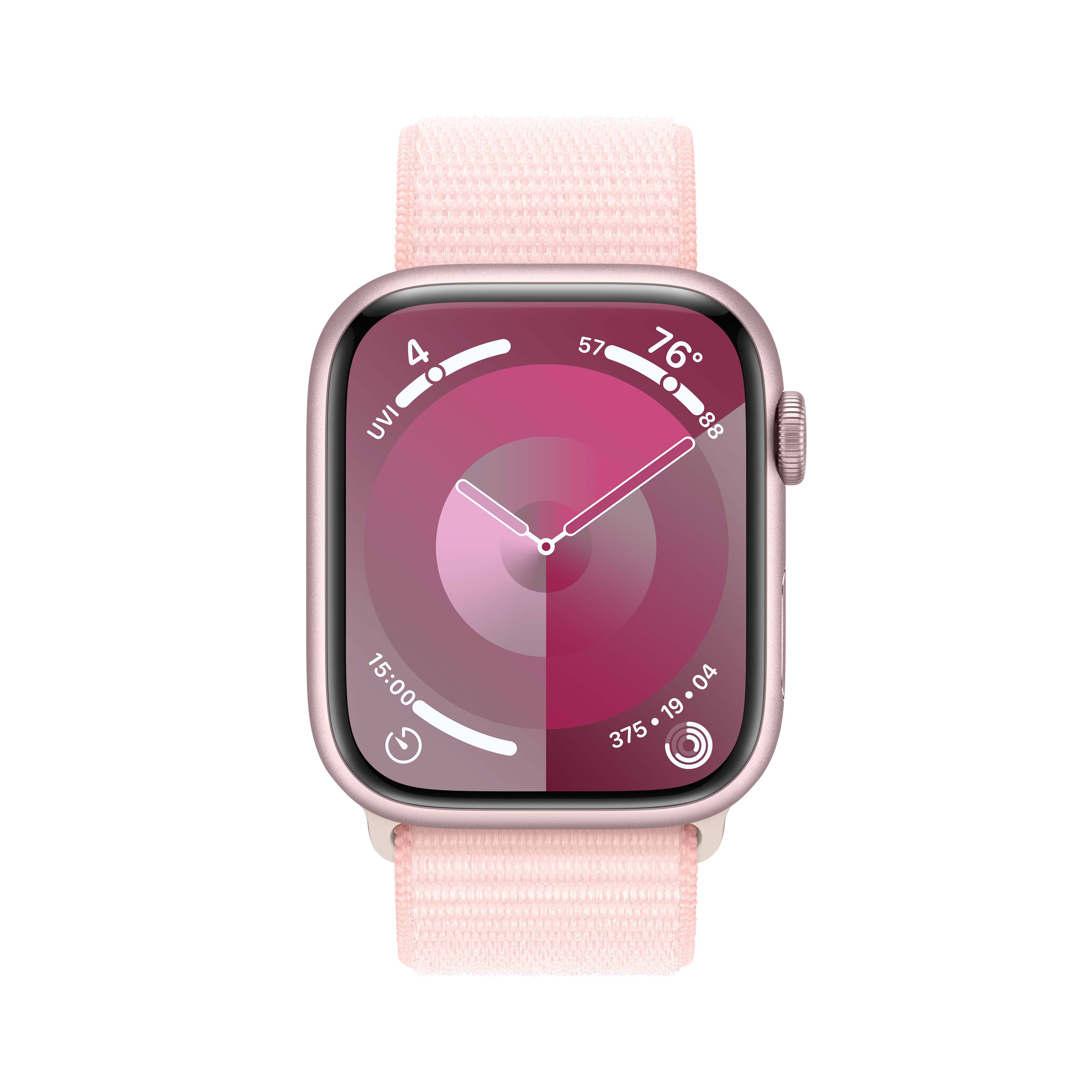 שעון חכם Apple Watch Series 9 GPS 45mm Pink Aluminium Case with Light Pink Sport Loop - צבע ורוד שנה אחריות ע