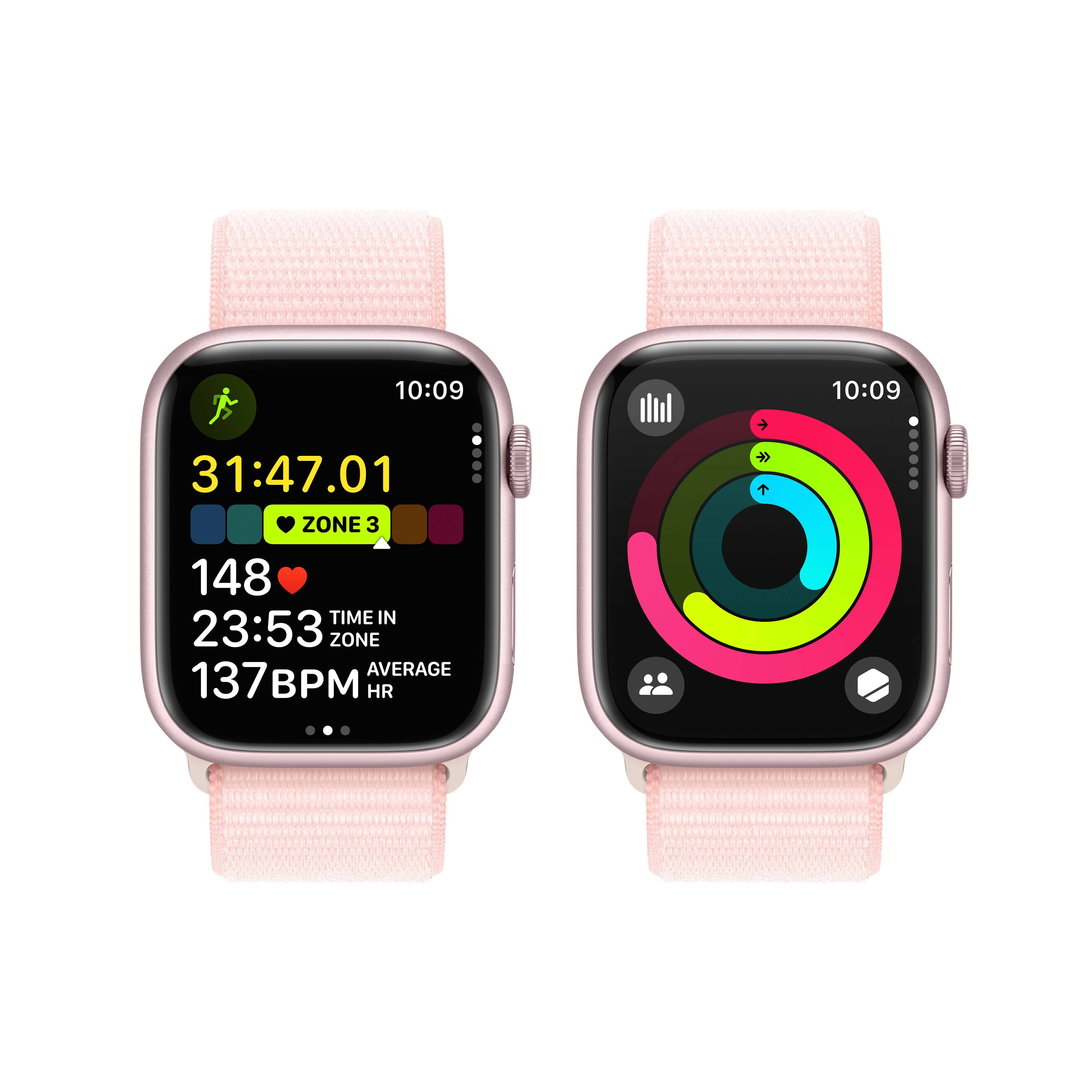 שעון חכם Apple Watch Series 9 GPS 45mm Pink Aluminium Case with Light Pink Sport Loop - צבע ורוד שנה אחריות ע