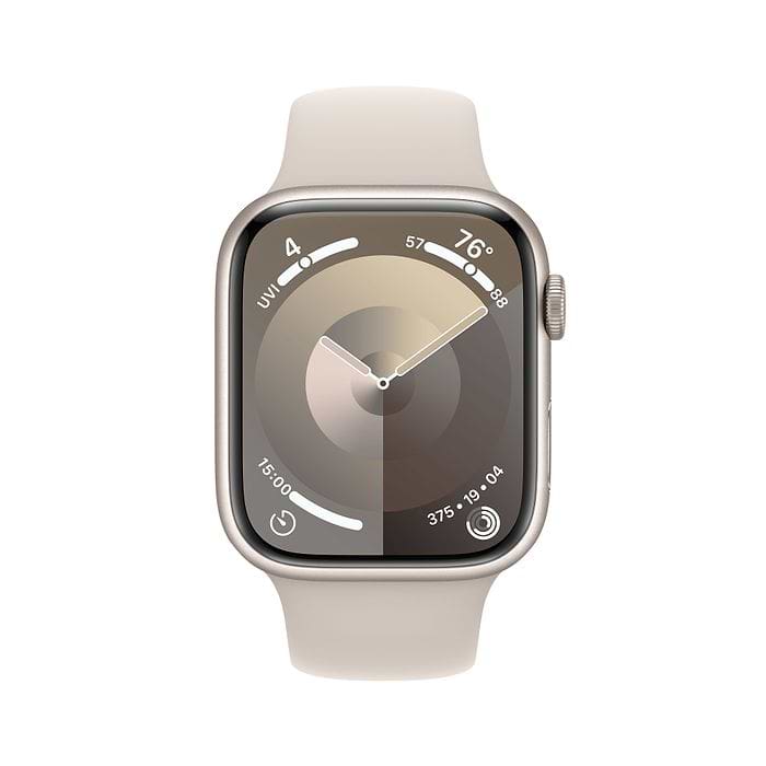 שעון חכם - Apple Watch Series 9 GPS 45mm Starlight Aluminium Case with Starlight Sport Band M/L - צבע אור כוכבים שנה אחריות עי היבואן הרשמי