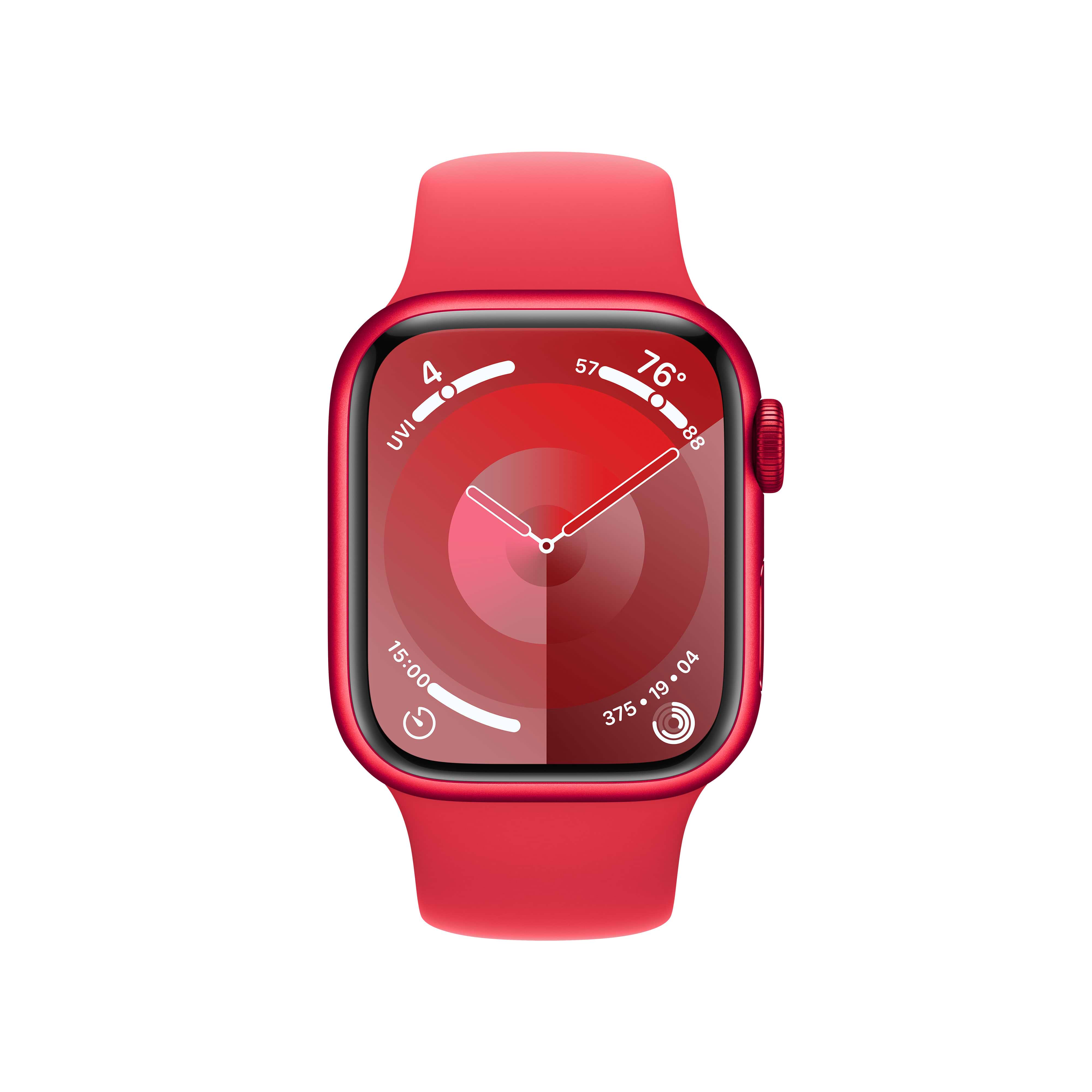 שעון חכם - Apple Watch Series 9 GPS + Cellular 41mm RED Aluminium Case with RED Sport Band - S/M - צבע אדום שנה אחריות ע