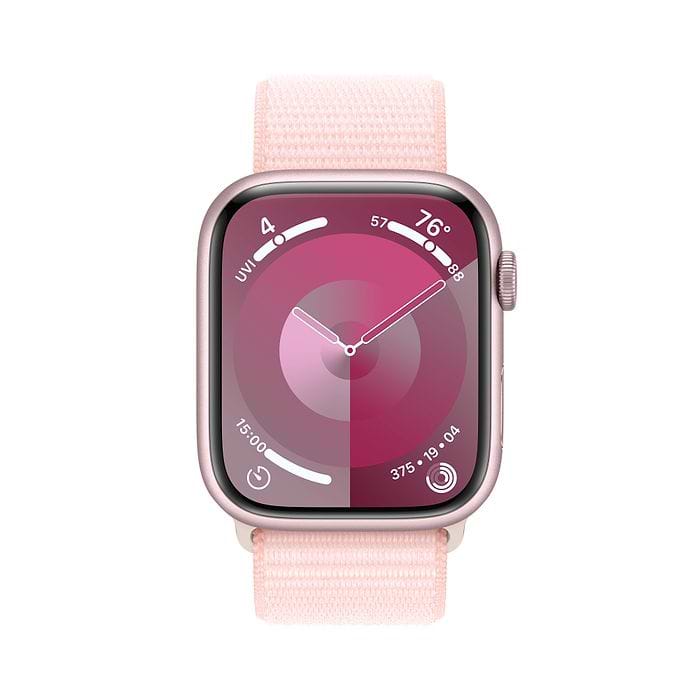שעון חכם - Apple Watch Series 9 GPS + Cellular 45mm Pink Aluminium Case with Light Pink Sport Loop  - צבע ורוד שנה אחריות עי היבואן הרשמי